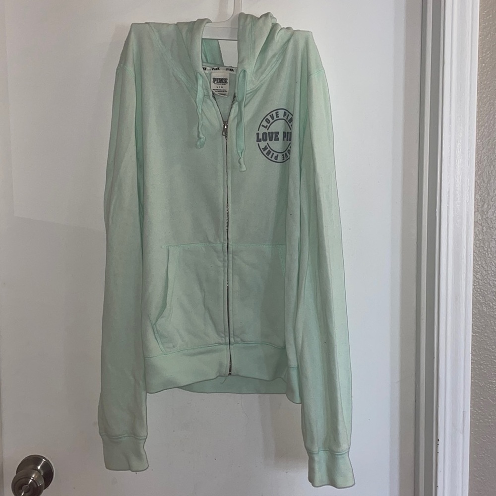 Victoria Secret PINK mint green jacket with hoodie